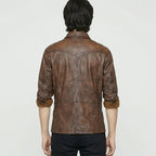 Men's Brown Leather Shirt