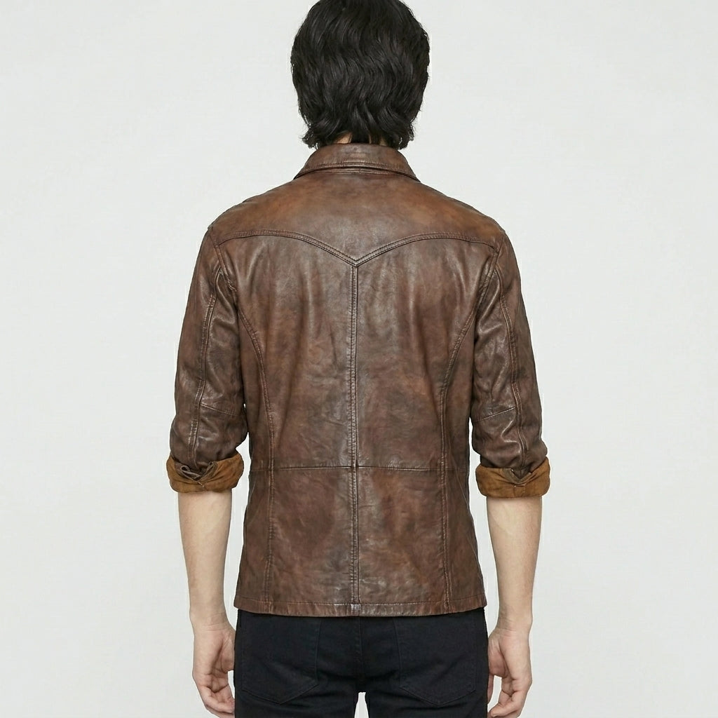 Men's Brown Leather Shirt
