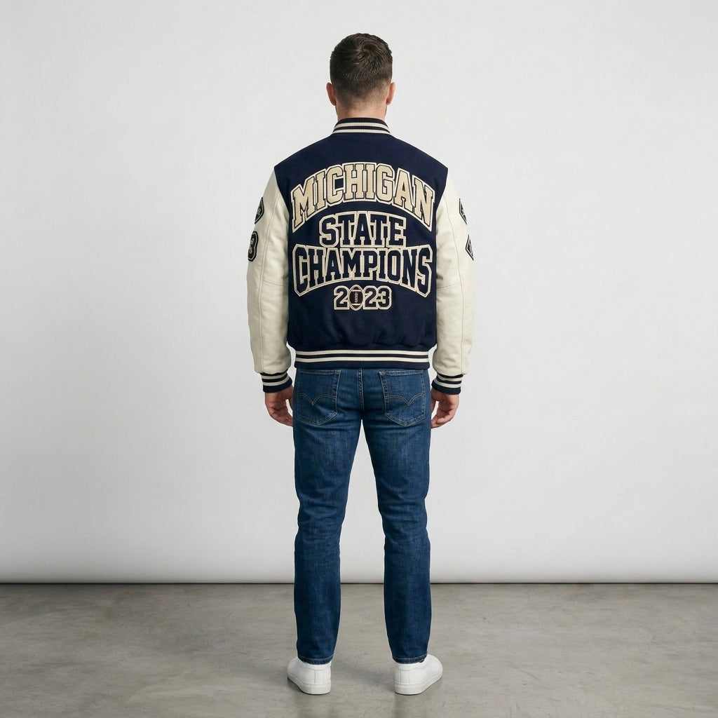 Men's Wool Varsity Jacket In Navy