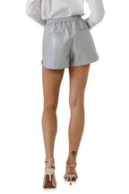 Women's PU Leather Shiny Shorts - Back