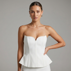 Women's White Leather Corset - Front