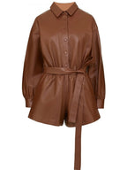 Women's Leather Romper - Front