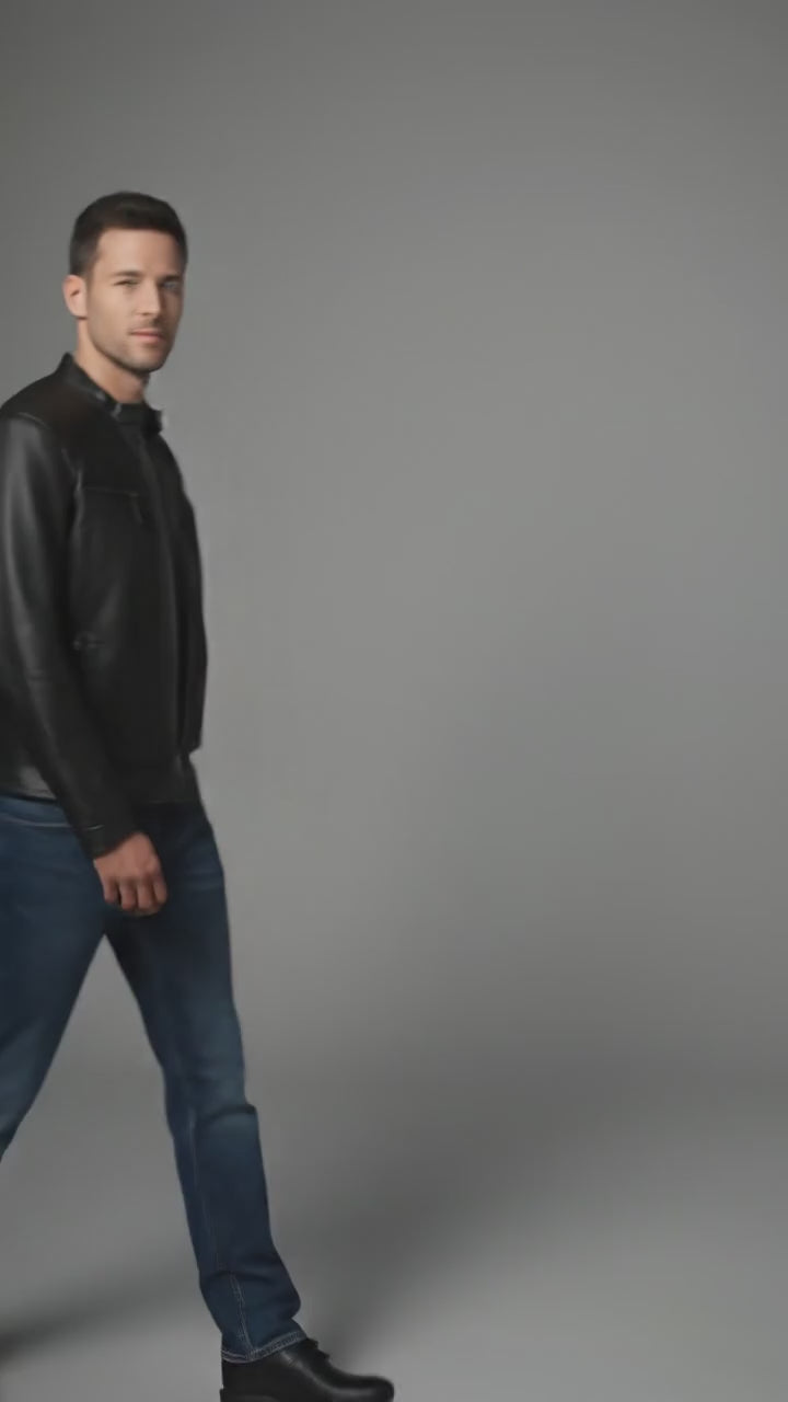 Black Leather Biker Jacket for Men – Elvora™