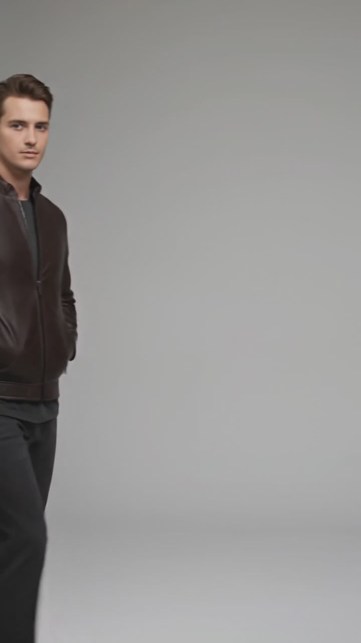 Men's Brown PU Leather Jacket - Elvora™