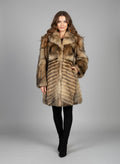 Women's Golden Island Long Fox Fur Coat - Front