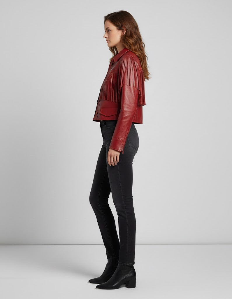 Daisy Women's Fashion Leather Jacket - Left
