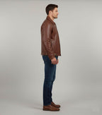Men's Brown Vintage Leather Jacket - Back