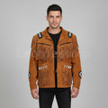Brown Western Suede Leather Jacket - Front