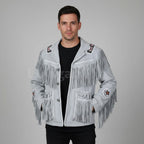 Men's Hand Stitched Suede Leather Cowboy Jacket - Front