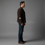 Men's Genuine Cowhide Motorcycle Leather Jacket - Back