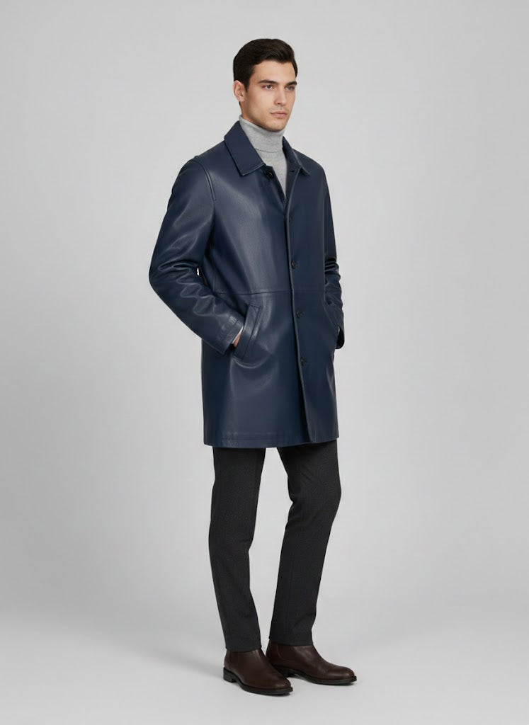 Men's Genuine Leather Coat Premium - Front