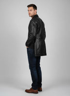 Connor Black Leather Coat for Men - Back