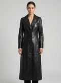 Handmade Sheepskin Leather Trench Coat - Front