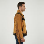 Men's Brown Fringed Suede Cowboy Jacket - Back