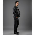 Men's Studded Lambskin Leather Jacket - Back