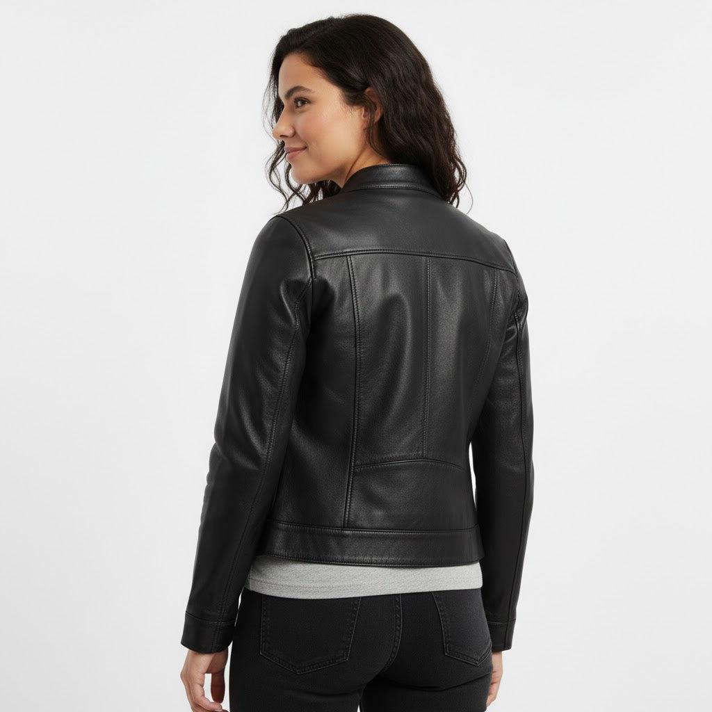 Women's Real Leather Jacket - Back