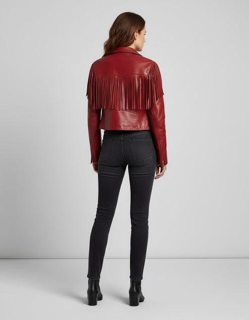 Daisy Women's Fashion Leather Jacket - Back