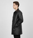 Leather Car Coat for Men - Back