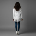 White Suede Fringe Western Jacket - Left