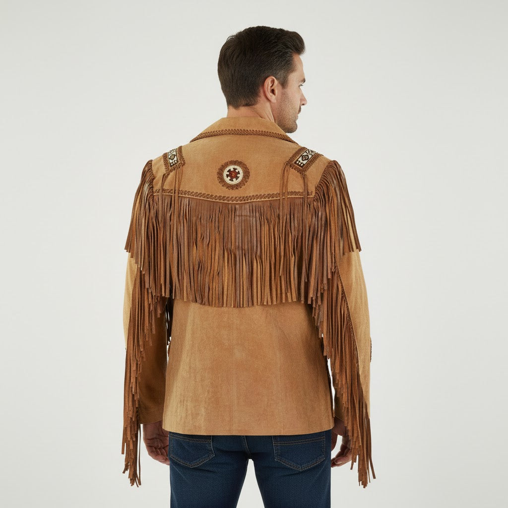 Men's Traditional Cowboy Western Leather Jacket - Left