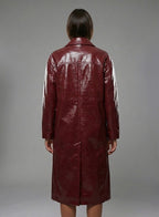 Women's Double-Breasted Leather Trench Coat - Left