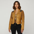Women's Western Fringe Leather Jacket - Front