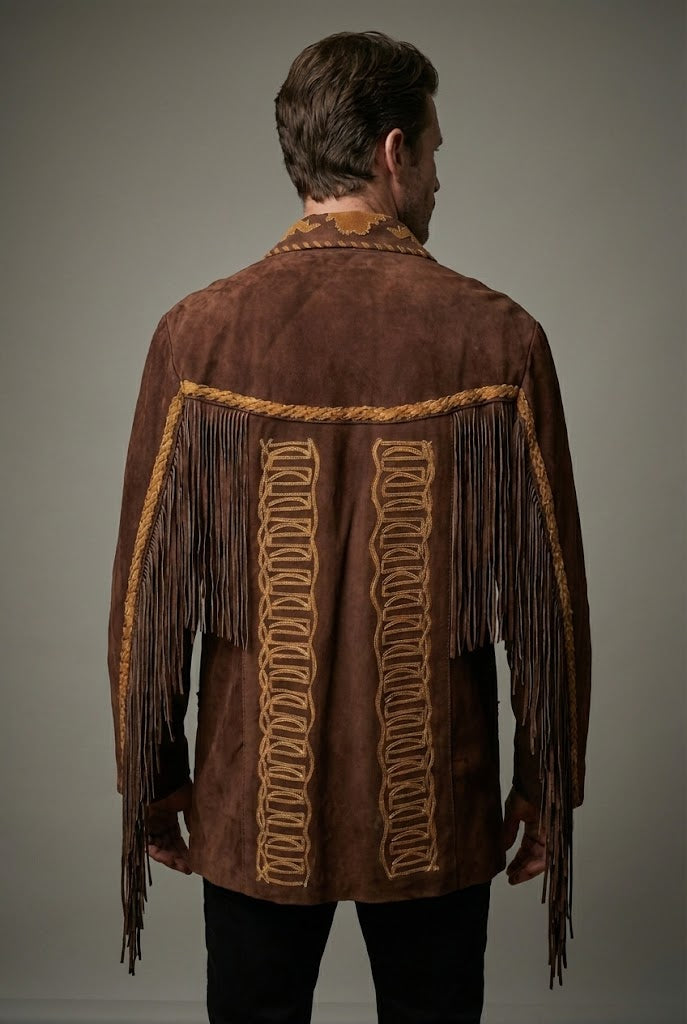 Men's Vintage Cowboy Western Leather Jacket - Left