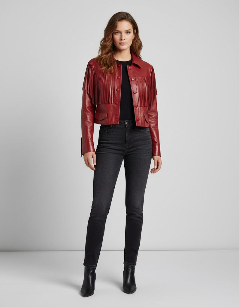Daisy Women's Fashion Leather Jacket - Front