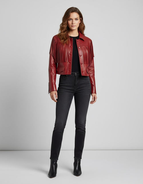 Daisy Women's Fashion Leather Jacket - Front
