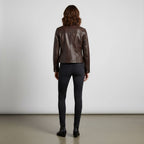 Women's Brown Leather Jacket - Left
