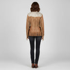 Women's Brown Suede Fringe Western Jacket - Back