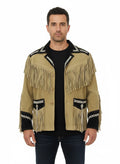 Men's Traditional Native American Classic Suede Leather Jacket - Front