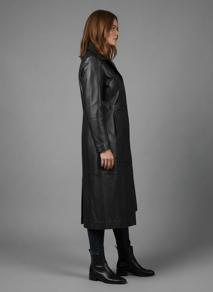 Real Leather Coat for Women - Back