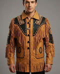 Men's Classic Cowboy Western Leather Jacket - Front