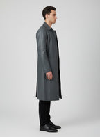 Charlton Grey Leather Single Breasted Coat - Left