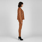 Women's Camel Western Leather Jacket - Back