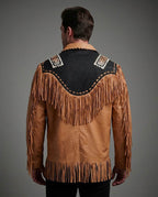 Men's Classic Cowboy Western Leather Jacket - Left