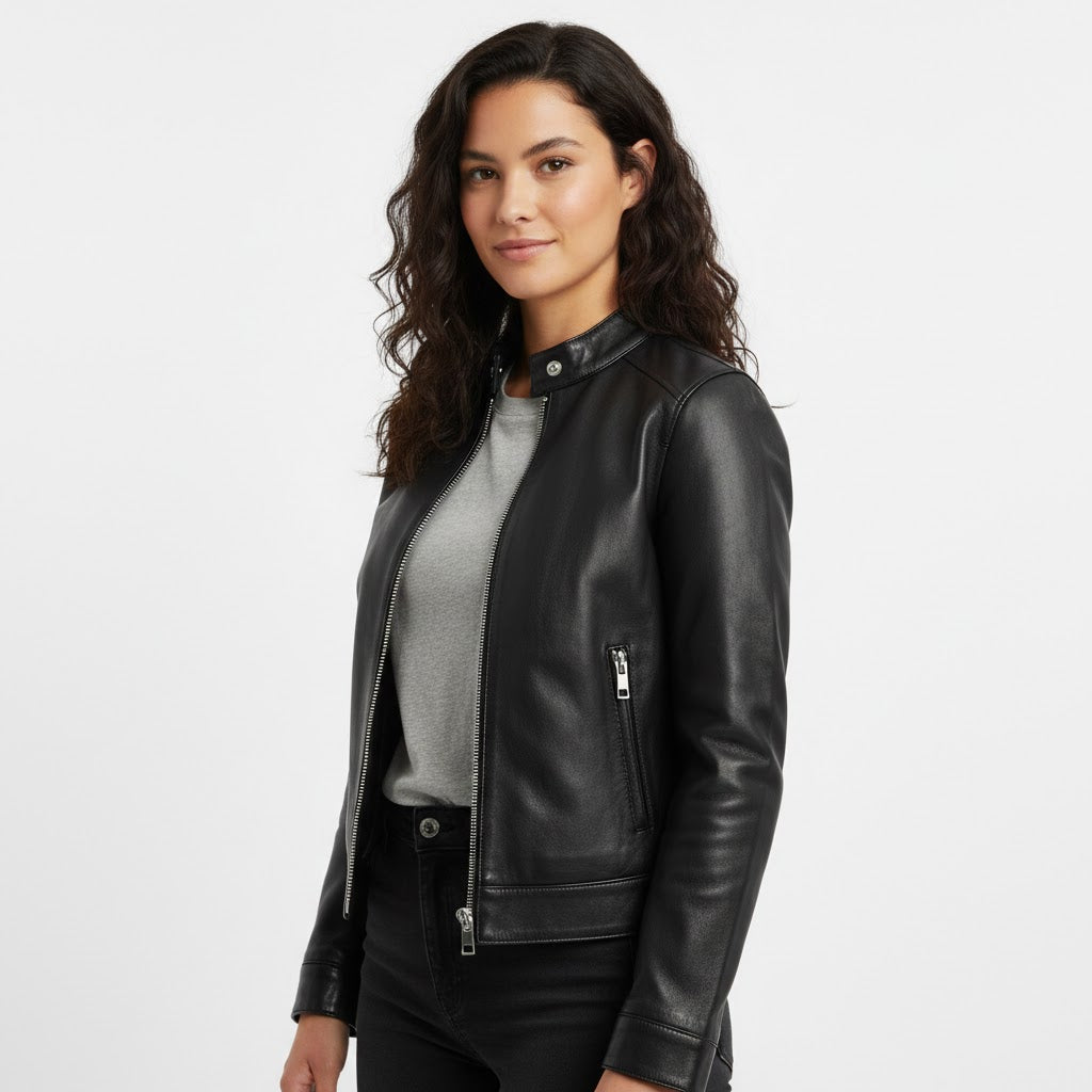 Women's Real Leather Jacket - Front
