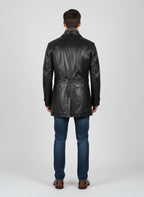 Connor Black Leather Coat for Men - Left