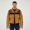 Men's Brown Fringed Suede Cowboy Jacket - Front