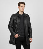 Leather Car Coat for Men - Front