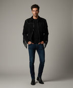 Men's Black Western Leather Jacket - Front