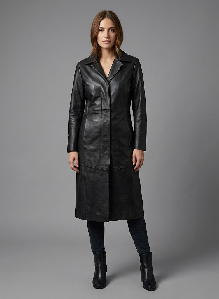 Real Leather Coat for Women - Front