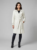 Women's Water-Resistant Long Cotton Trench Coat - Front