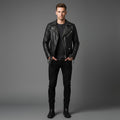 Men's Studded Black Leather Jacket Edition 2 - Front