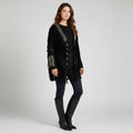 Women's Black Western Biker Leather Jacket - Front