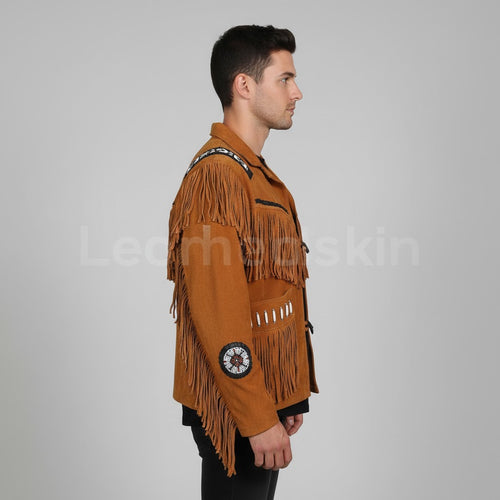 Brown Western Suede Leather Jacket - Back