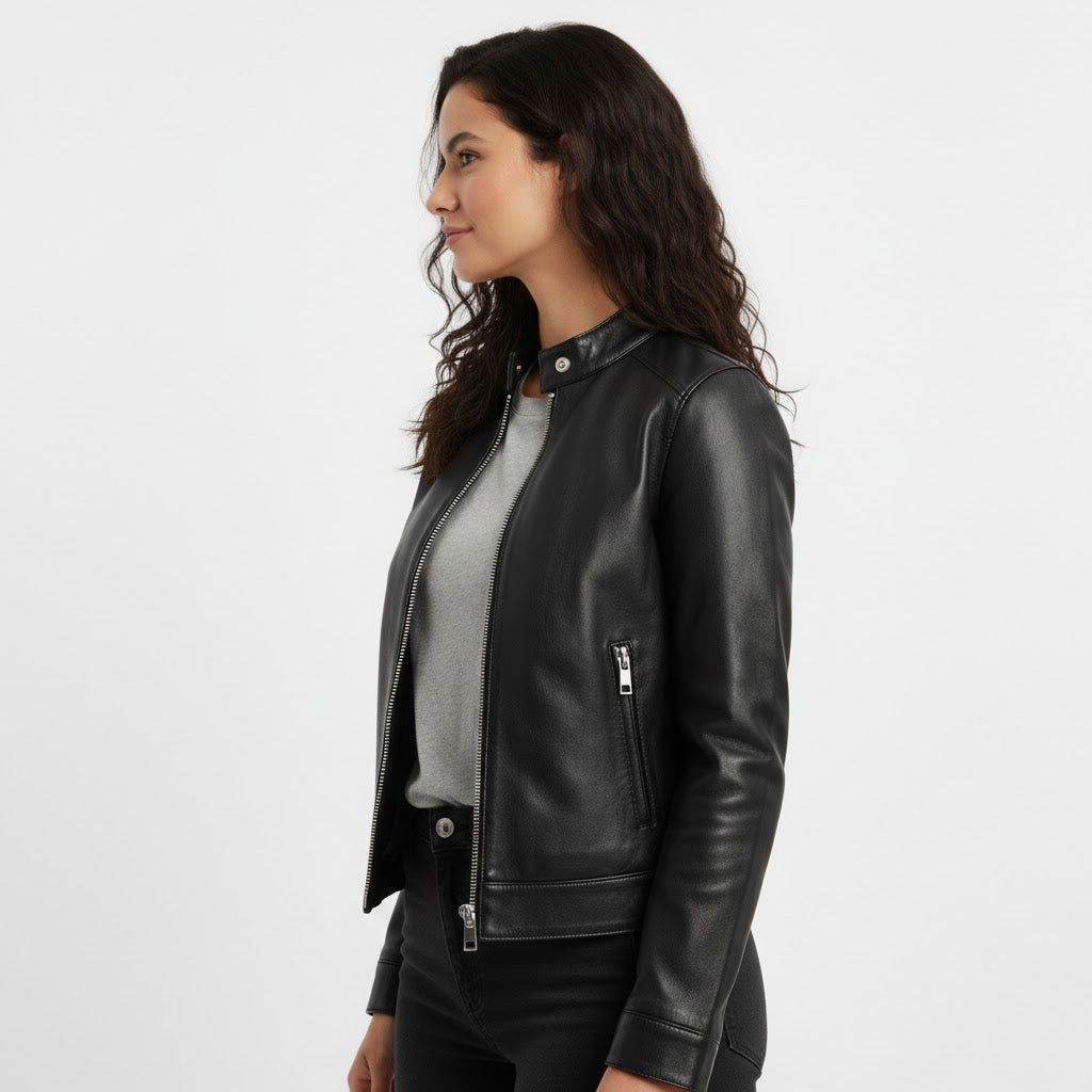 Women's Real Leather Jacket - Left