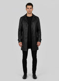 Black Leather Coat for Men - Front