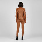 Women's Camel Western Leather Jacket - Left